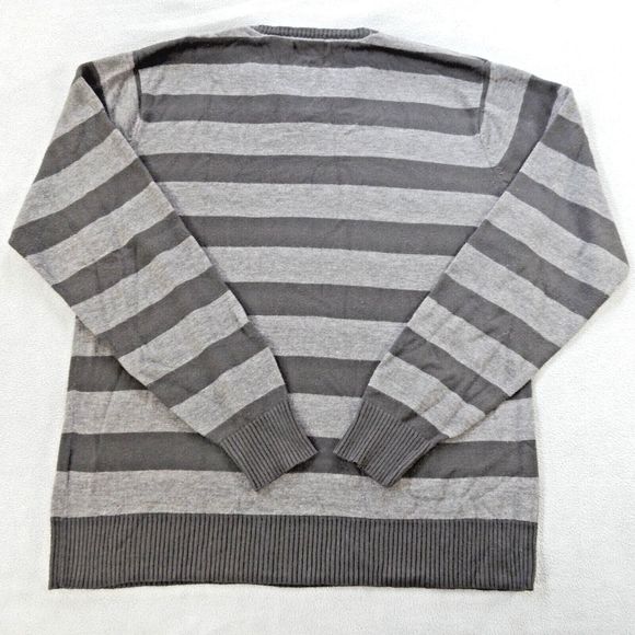Paper Denim Cloth Mens Sweater Medium Black Grey Stripe VNeck Casual Work Office - Picture 10 of 10